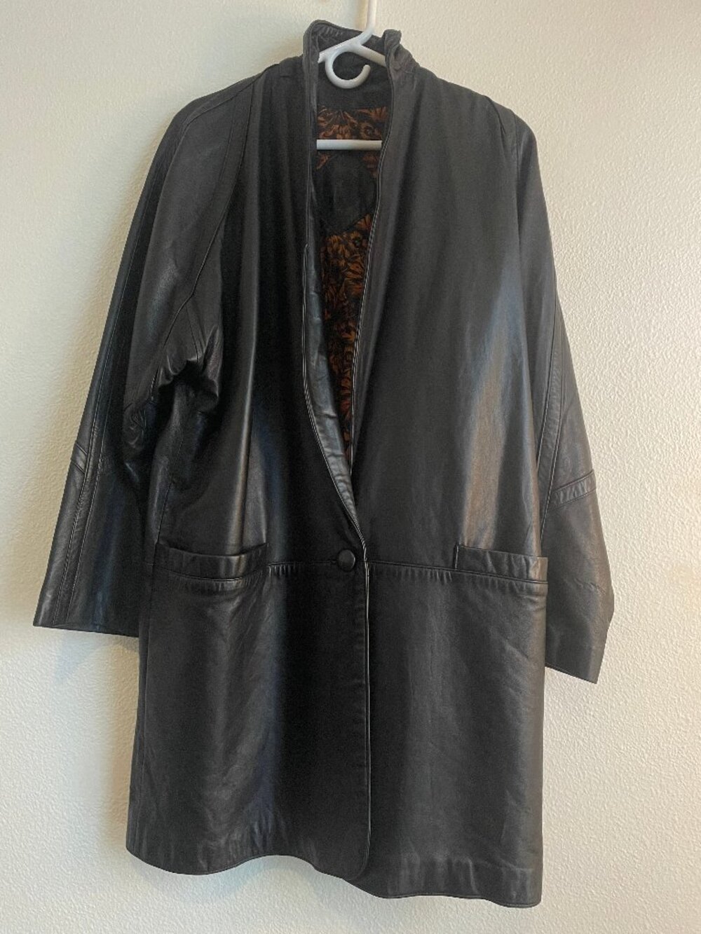 MINT Vintage Leather One Button Mid-length Coat Jacket